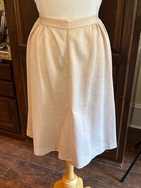 1970’s Sears Sz 4 Women's Cream Beige A-Line Skirt Linen Look